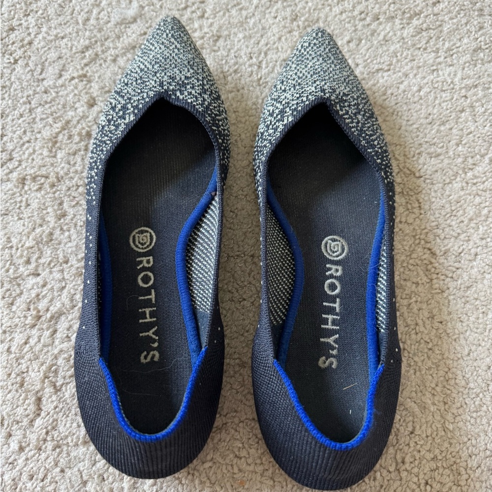 Rothy's Black and Blue Flats with Classic Silhouette